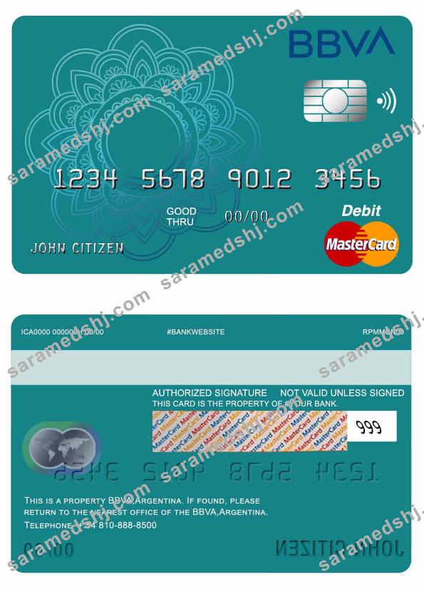 Argentina BBVA bank mastercard debit